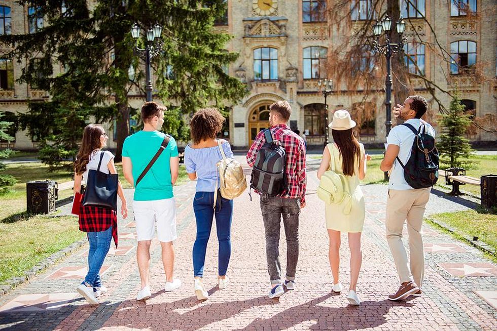 Ambitious college students on their way to class