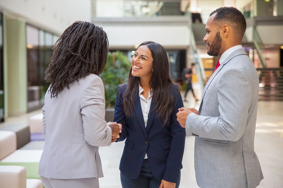 College students networks at her summer internship