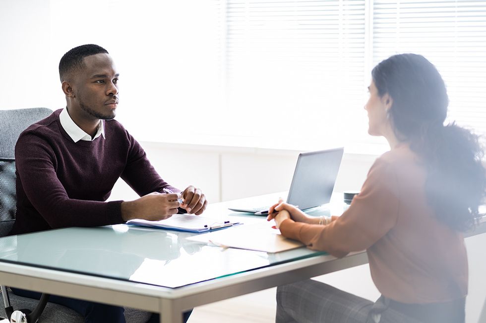 Employee asks her boss for a raise